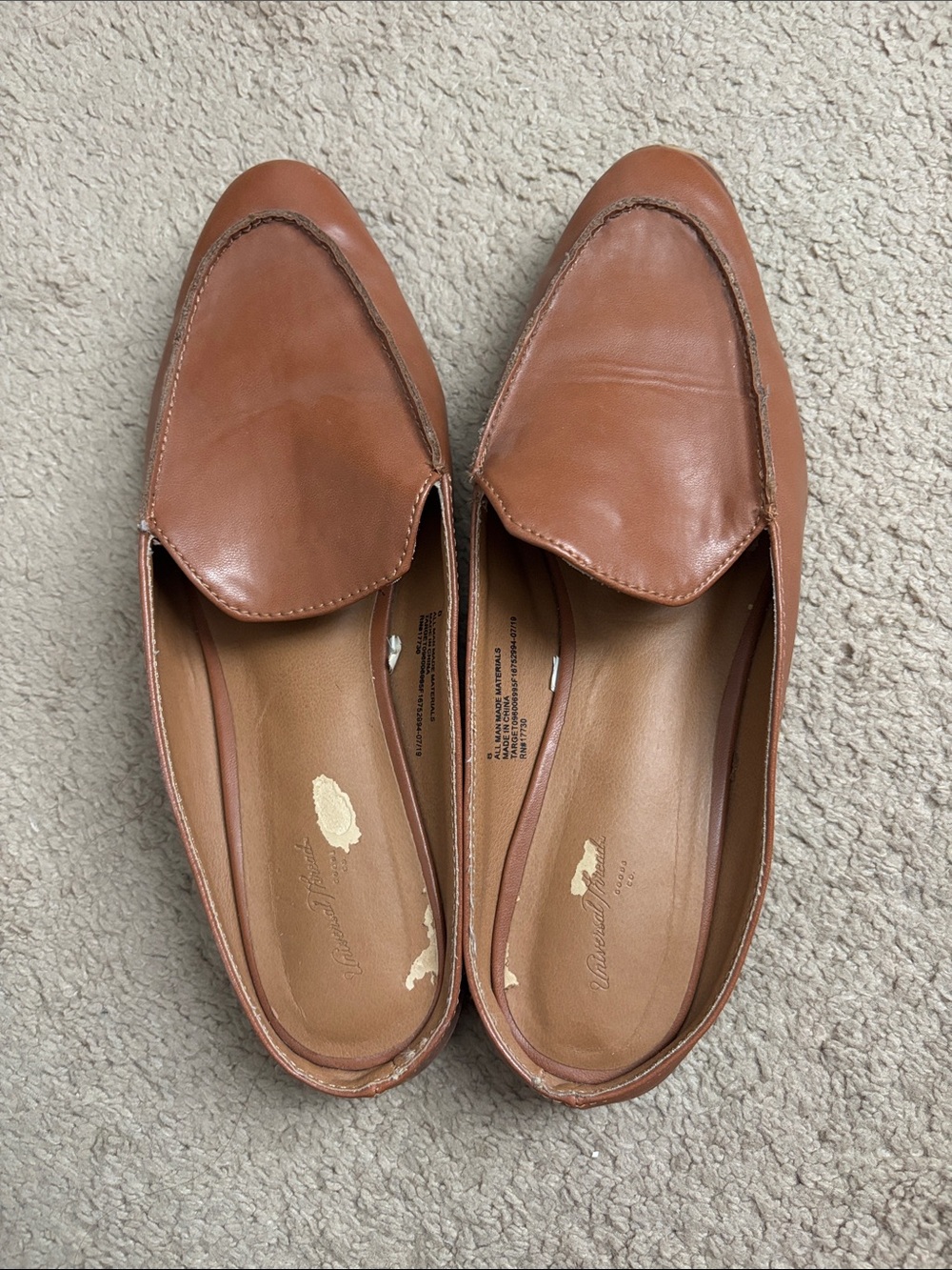 Universal Thread Women's Tan Leather Slip-On Loafers
